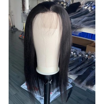 Yaki Straight 2X6 Lace Closure Wigs Human Hair 150% Density 10-30 inches