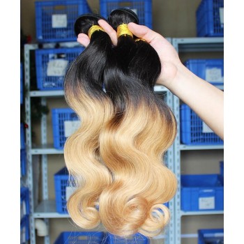 1B/4/27 Ombre Three Tone Color Body Wave Brazilian Virgin Hair
