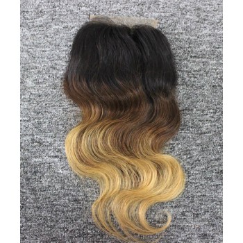 1B/4/27 Ombre Color Body Wave 4X4 Lace Closure Human Hair