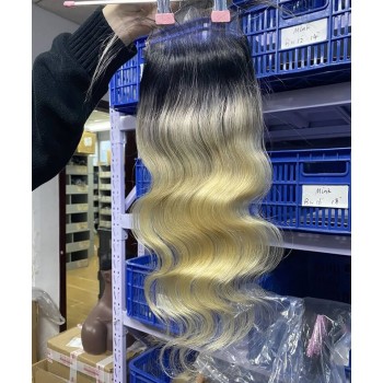 1B/613 Ombre Blonde Color Body Wave 5x5 Lace Closure