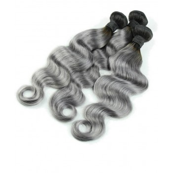 Gray Color Body Wave Brazilian Virgin Hair Bundles 3 Pcs