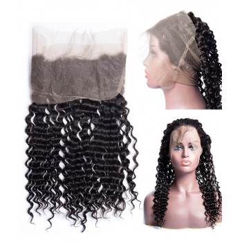 Deep Wave 360 Lace Frontal Closure With Baby Hair On Sales