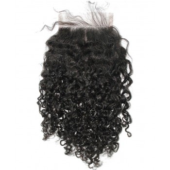 3B 3C Kinky Curly 5x5 Lace Closure Human Hair Pre Plucked