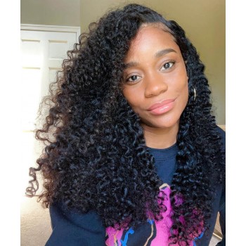 Silk Base 3B3C Kinky Curly Full Lace Wigs 130% Density 10-30 Inches