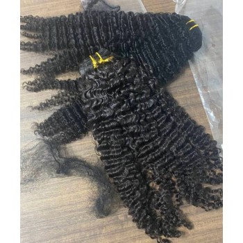 3B 3C Kinky Curly Clip In Human Hair Extensions Cheap Prices