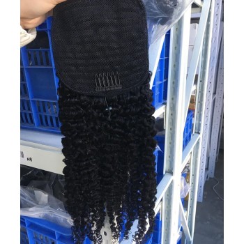 3B 3C Kinky Curly Ponytail Human Hair Extensions 10-26 Inches