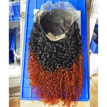 1B/350 Colored Curly Human Hair Lace Front Wigs Sales