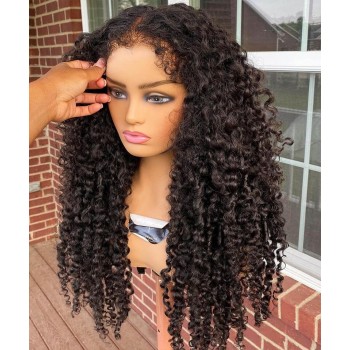 3B 3C Kinky Curly 5X5 HD Lace Closure Human Hair Wigs