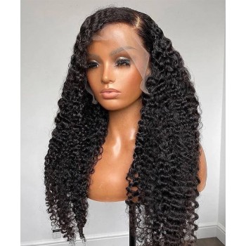 3B 3C Kinky Curly 370 Lace Frontal Wig Pre Plucked