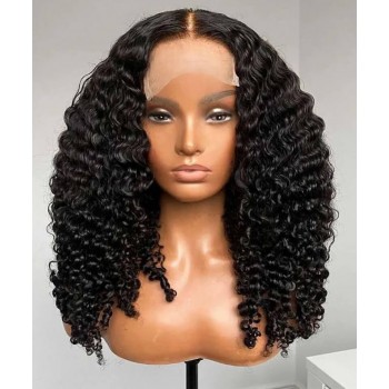 3B 3C Kinky Curly 4X4 Lace Closure Wigs With Baby Hair