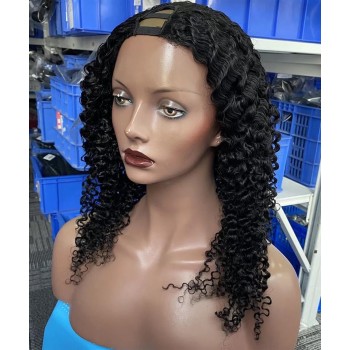 3B 3C Kinky Curly U Part Human Hair Wigs For Sale