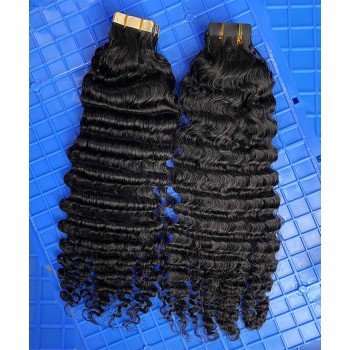 3B 3C Kinky Curly Tape Human Hair Extensions For Sale