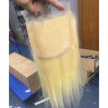 613 Blonde Color 6x6 Lace Closure Human Hair  Pre Plucked