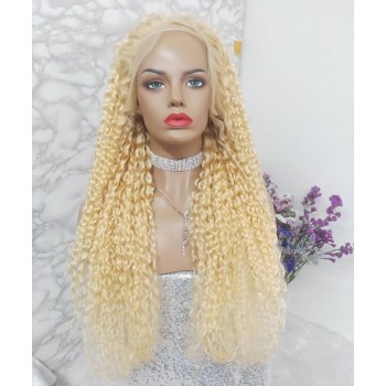 613 Blonde Color Deep Curly 13X4 Lace Front Wig For Sale