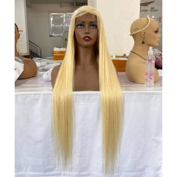 Good 613 Blonde Color 360 Lace Frontal Wigs Straight Wave