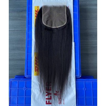 Light Yaki 7x7 Lace Closure Human Hair Pre Plucked For Women