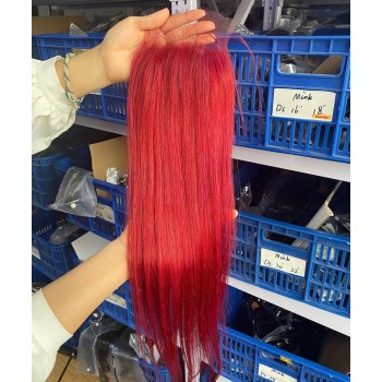 99J Red Color Straight 4x4 Lace Closure Human Hair