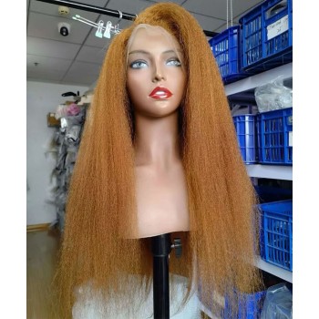 #27 Color Kinky Straight Wigs For Black Women 150% Density