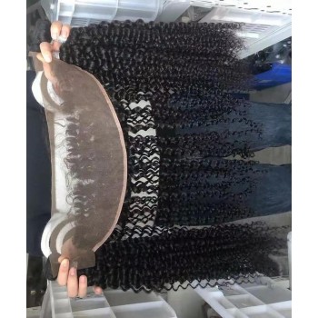 Kinky Curly 13X6 Lace Frontal Closures With Bundles