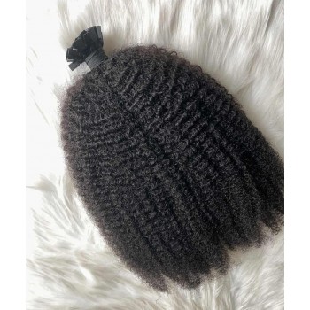 Afro Kinky Curly Flat Tip Human Hair Extensions 8-30 Inches