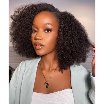 Afro Kinky Curly Human Hair Wigs 13X6 Lace Front Wigs