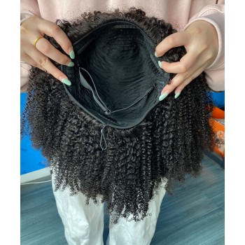 Afro Curly Half Wig Human Hair For Women 10-30 Inches None Lace 