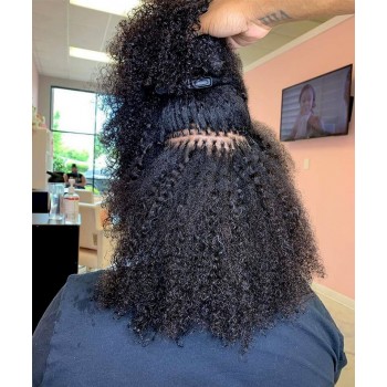 3B 3C Kinky Curly Nano Ring Human Hair Extensions