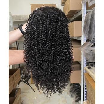 Afro Kinky Curly Lace Closure Wigs 180% Density Human Hair