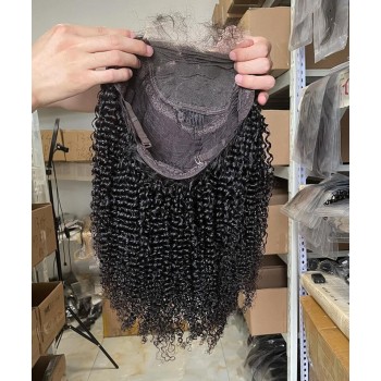 Afro Kinky Curly 4X4 Lace Closure Wigs With Baby Hair