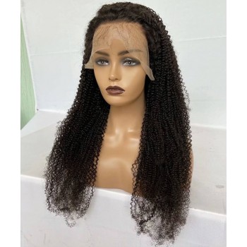 200% Density Afro Kinky Curly 13x4 Transparent Lace Frontal Wigs For Women