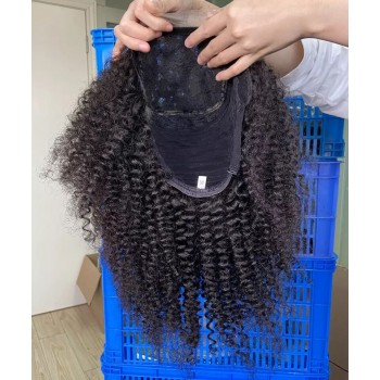 Afro Kinky Curly 4X4 HD Lace Closure Human Hair Wigs 180% Density