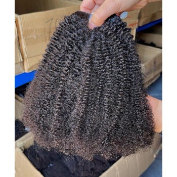 Jerry Curly Malaysian Virgin Hair Weave Bundles Natural Color