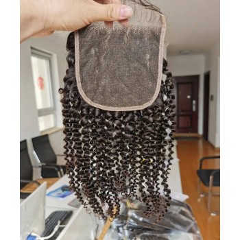 Afro Kinky Curly 6x6 Lace Closure Human Hair Pre Plucked