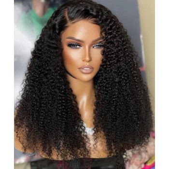 Realistic Wigs 130% Density Silk Top Wigs Afro Kinky Curly Full Lace Human Hair