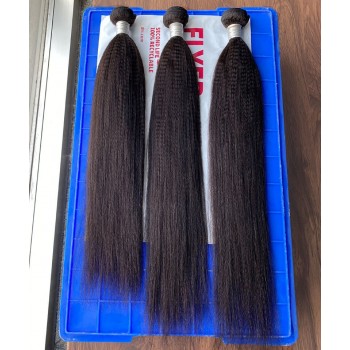 Coarse Yaki Brazilian Virgin Hair Yaki Straight Human Hair Weave Bundles