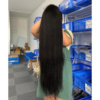 Italian Yaki Straight 250% High Density 13X4 Lace Front Wigs