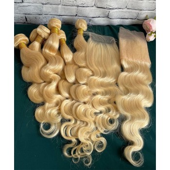 613 Body Wave Bundles With Lace Frontal Closures