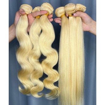 613 Blonde Color Straight Brazilian Virgin Hair Bundles