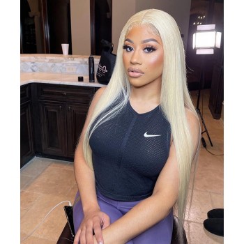 #60 Blonde Color Straight Transparent Lace Front Wigs For Sale