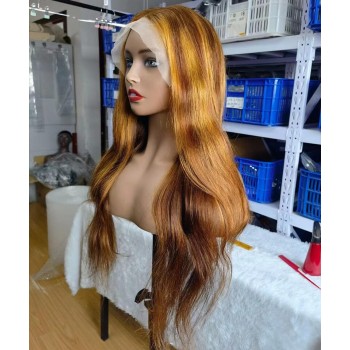 Piano Color Straight 13X4 Lace Frontal Wigs Pre Plucked