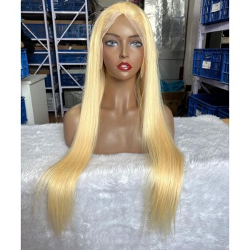 613 Blonde Color Straight Human Hair Lace Wigs For Women