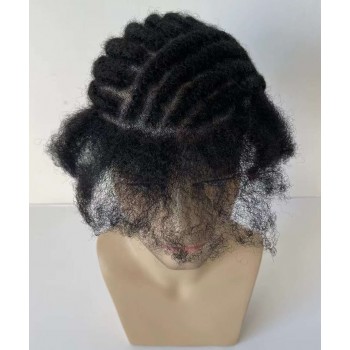 Afro Twist Braids 8X10 Full Lace Toupee For Men With Baby Hair