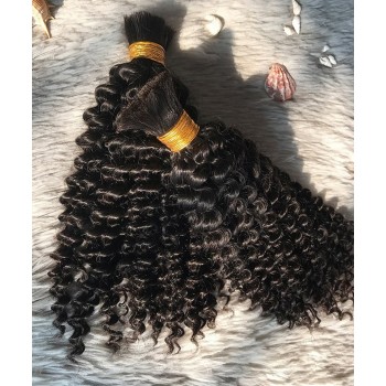 Kinky Curly Human Braiding Hair Bulk No Attachment