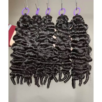 Burmese Curly With Circe Ending Feather Hair Human Hair Extensions