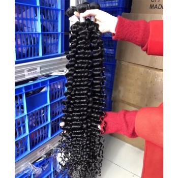 Deep Curly Wave Brazilian Remy Human Hair Extensions 3Pics