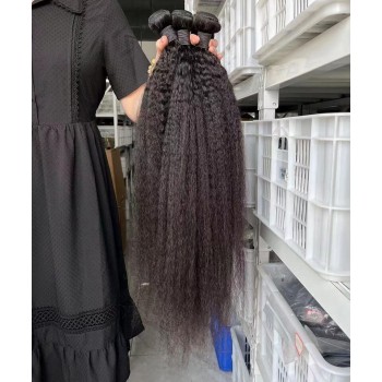 Kinky Straight Peruvian Human Hair Weaves Bundles Deal