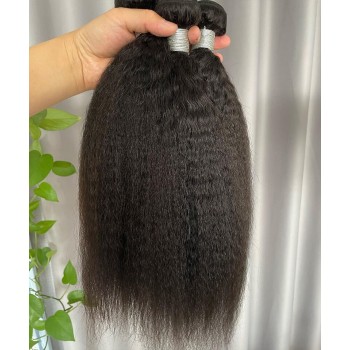 Kinky Straight Russian Virgin Hair Bundles 10-30 Inches