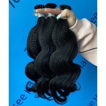 Body Wave Coarse Yaki Straight I Tip Hair Extension 8-30 Inches For Sale