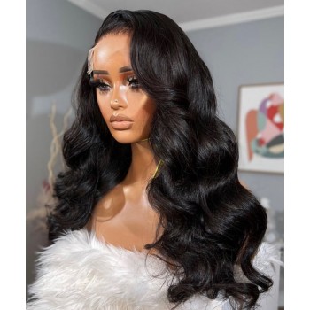 180% Density Body Wave Lace Closure Human Hair Wigs For Black Women