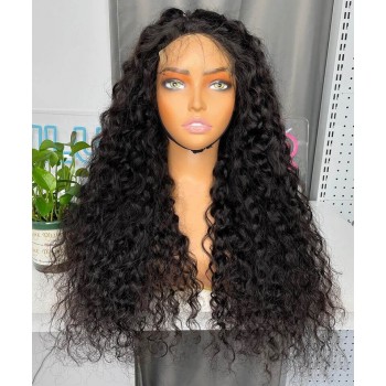 4X4 Lace Closure Wigs Loose Curly With Baby Hair 180% Density Human Hair